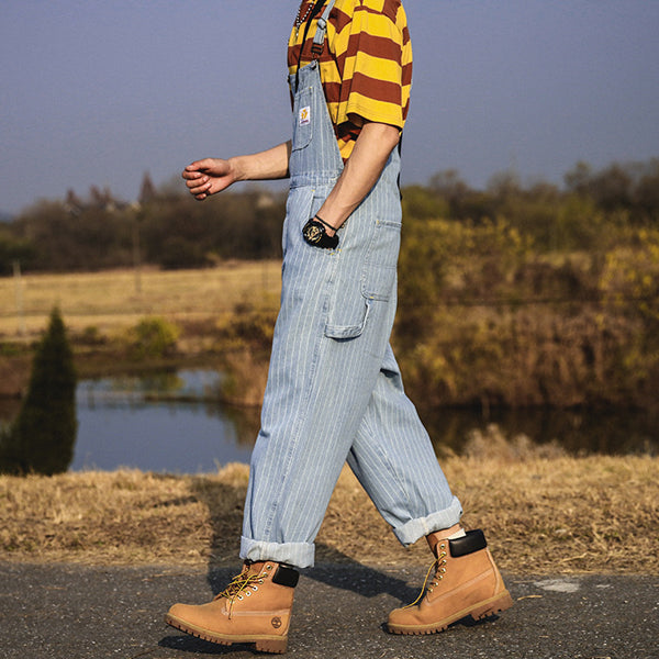 Retro Striped Overalls