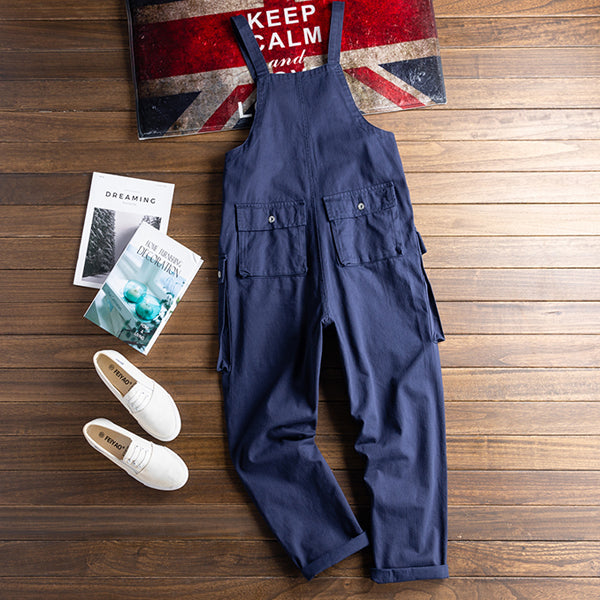 American Retro Multi-pocket Loose Jumpsuits Work Bib Overalls