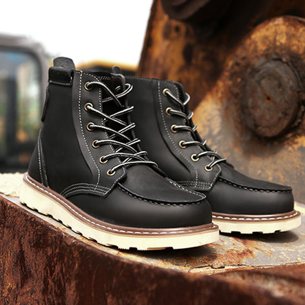 Vintage Boots - Men's Military Style Soft Toe Lace Up Work Boots