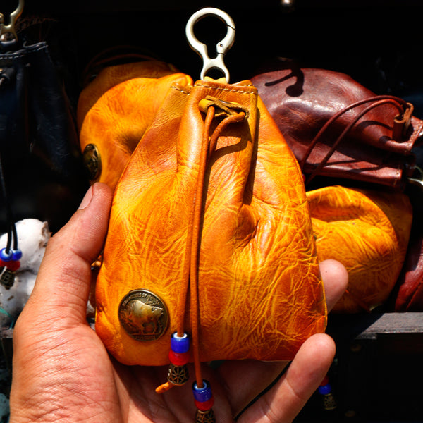 Retro Handmade Leather Coin Bag Storage Bag