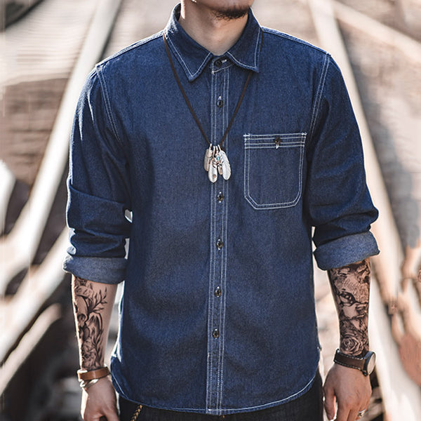 Retro Denim Shirt Long-sleeved Shirt