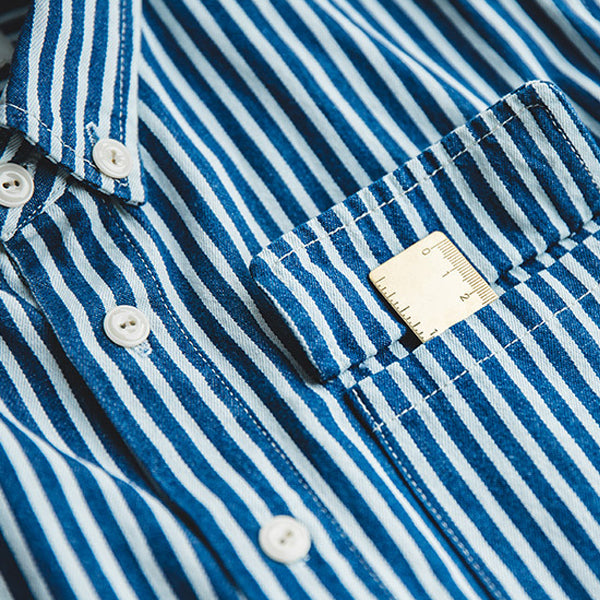 Denim Blue and White Stripes Shirt