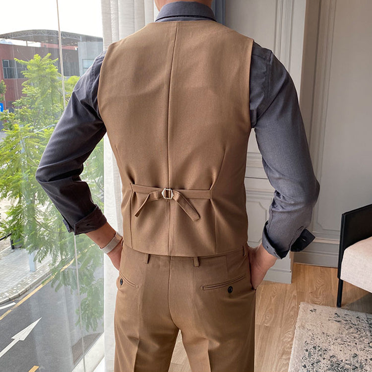 Men's Solid Color Slim Wool Suit Vest