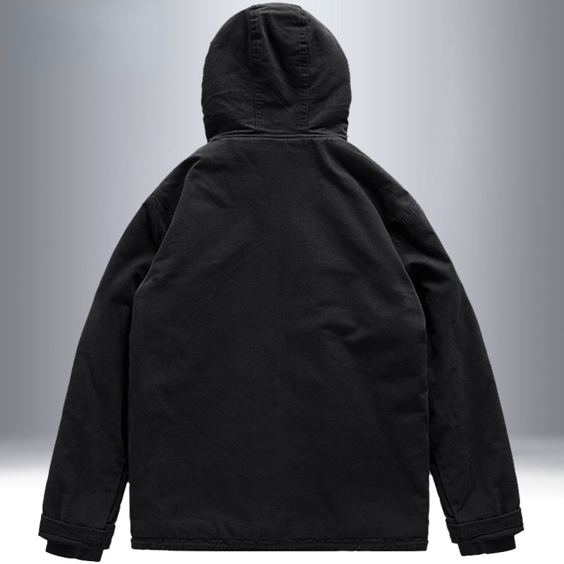 Lamb Wool Coat Men's Votton-padded Jacket Deck Jacket Hooded Plus Velvet Thick Cotton-padded Jacket