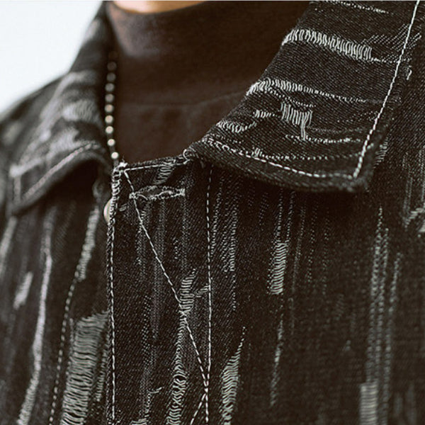 Men's Vintage Loose Ripped Denim Jacket