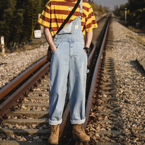 Retro Striped Overalls