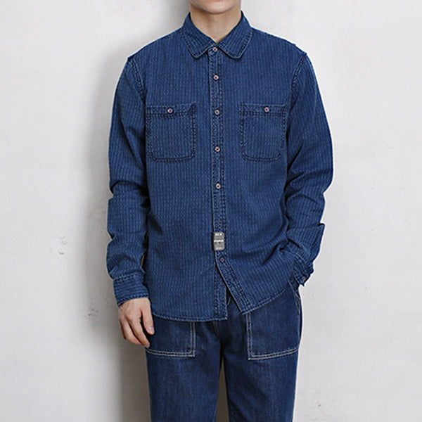 Men's Vintage Distressed Denim Shirt