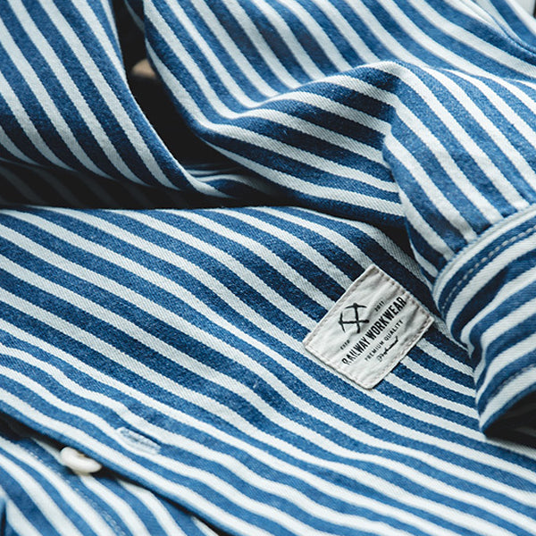 Denim Blue and White Stripes Shirt