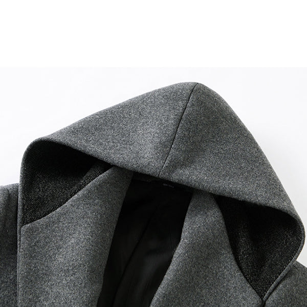 Men's Wool Mid-length Hooded Trench Coat