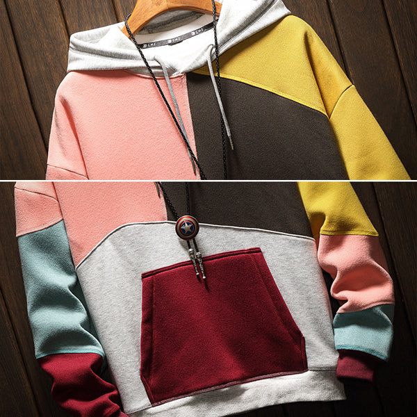 Contrast Patchwork Hoodie