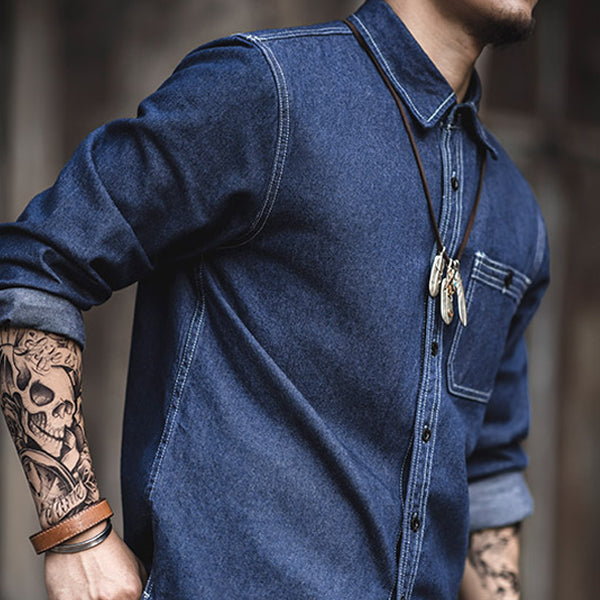 Retro Denim Shirt Long-sleeved Shirt