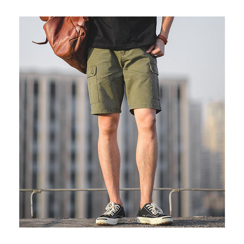 Men's Retro Overalls Solid Color Shorts