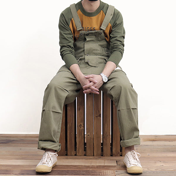 Men Retro style Japanese Suspender Trouser Bib Overalls Loose Fit Cargo Straight