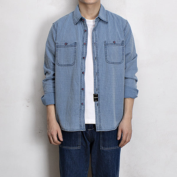 Men's Vintage Distressed Denim Shirt