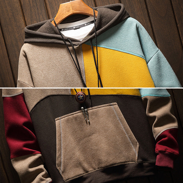 Contrast Patchwork Hoodie