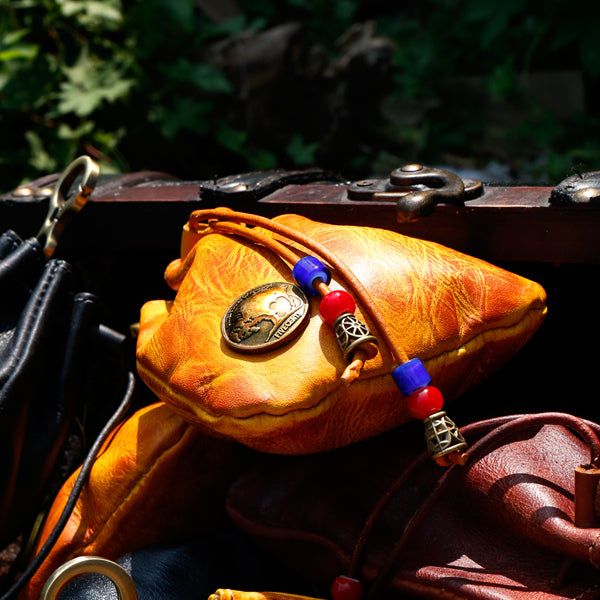Retro Handmade Leather Coin Bag Storage Bag