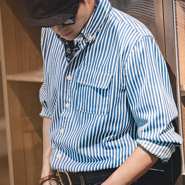 Denim Blue and White Stripes Shirt