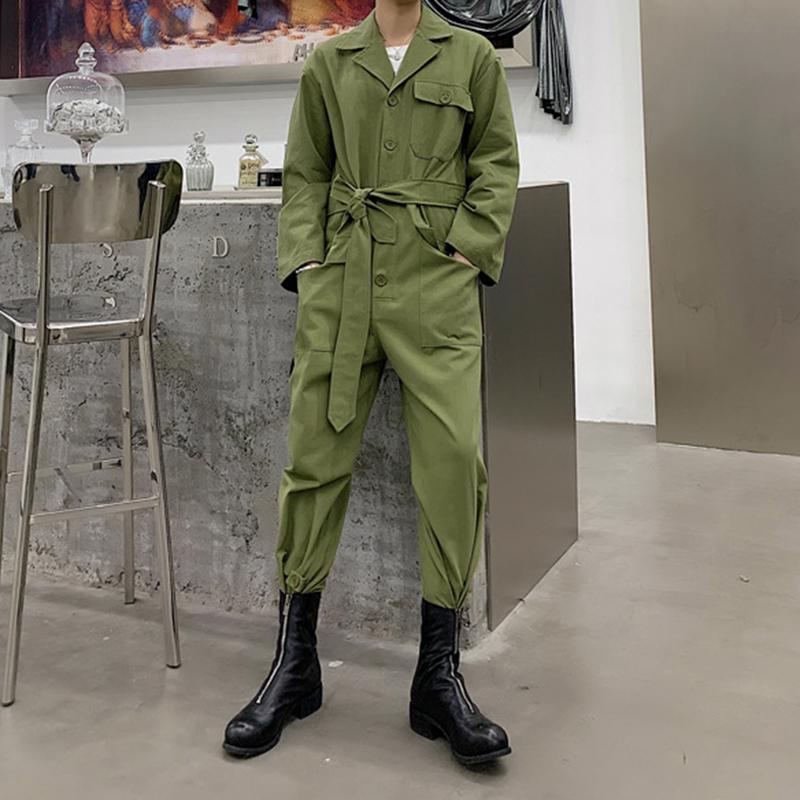 Men's Large Lapel Multi-pocket Cargo Overalls