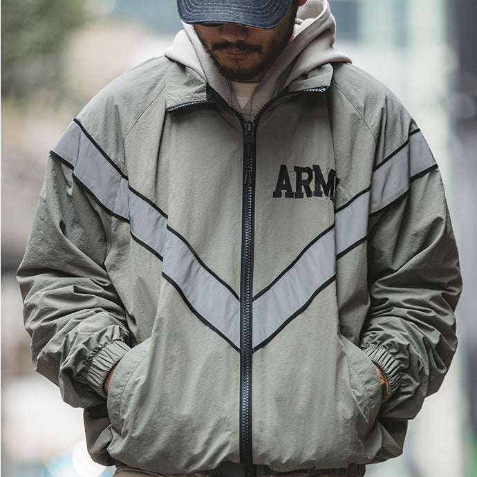 Military-style Bomber Jacket Training Suit Reflective Hooded Coat