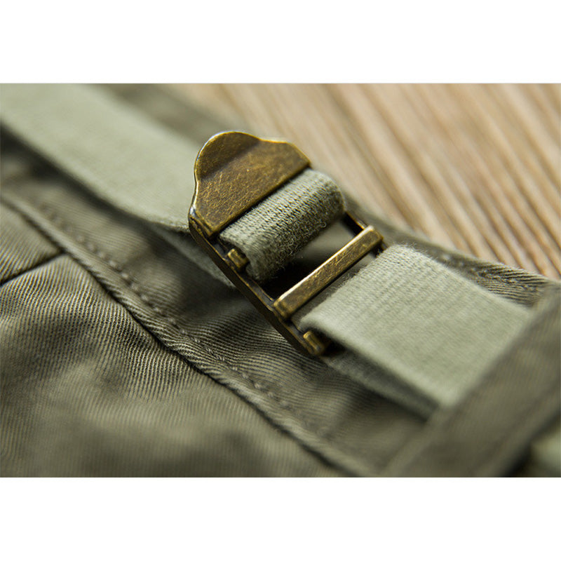 Men's Retro Overalls Solid Color Shorts