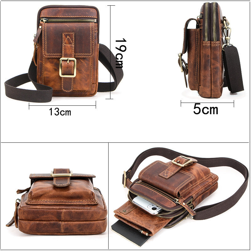 Retro Leather Cell Phone Belt Pouches Waist bag Crossbody bag