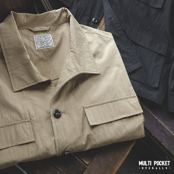 Autumn Retro Multi-pocket Shirt Loose Coat
