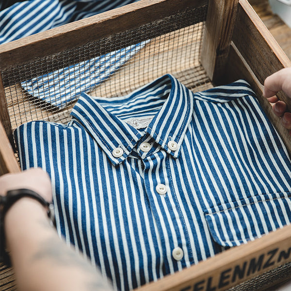 Denim Blue and White Stripes Shirt