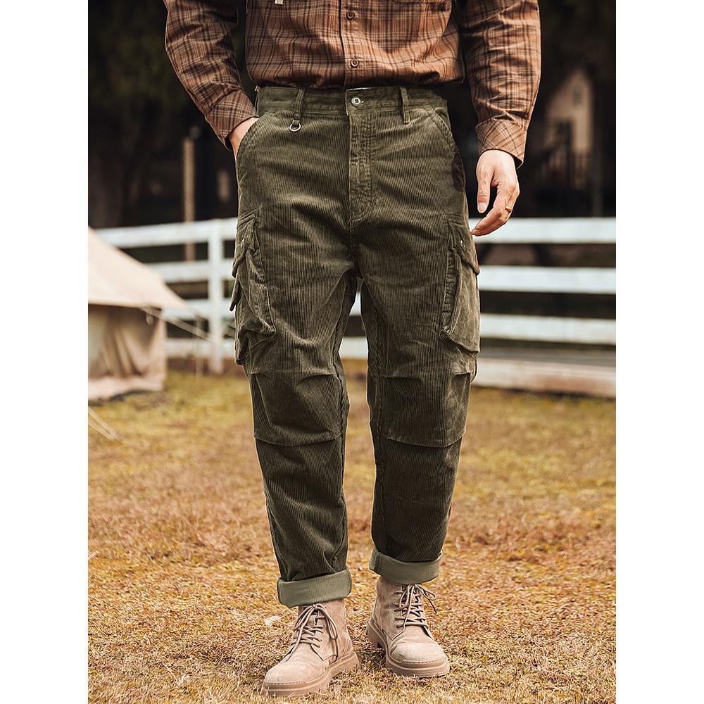 Men's American 80s Retro Loose Straight-leg Corduroy Pants