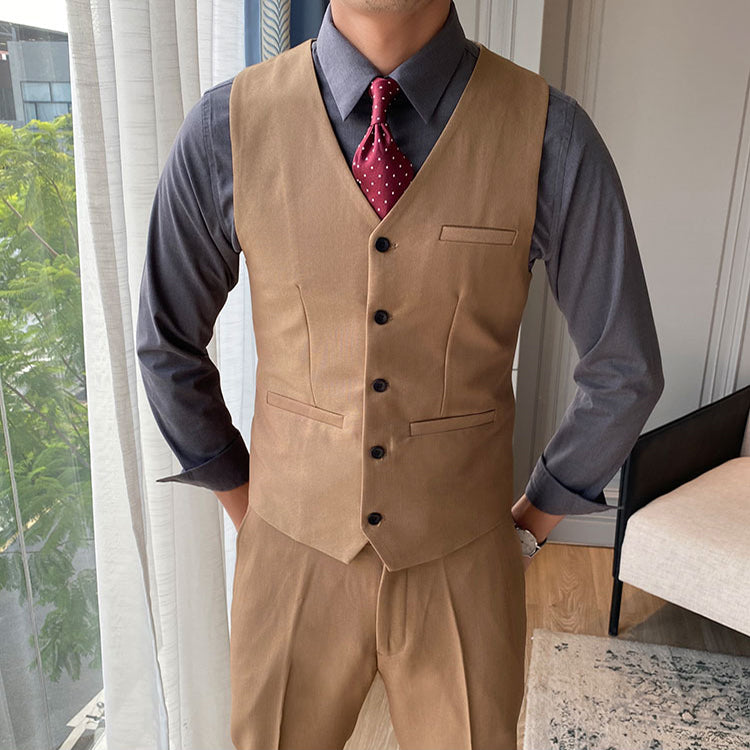 Men's Solid Color Slim Wool Suit Vest