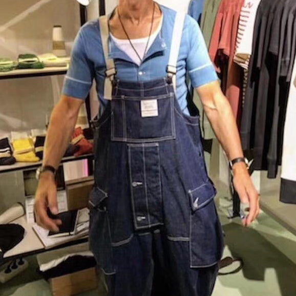 Men's Baggy Workwear Overalls Oversized Denim Jumpsuit