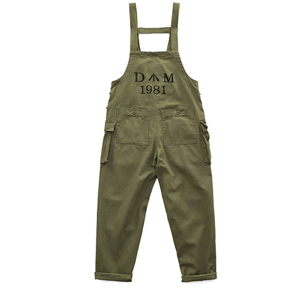 Men Retro style Japanese Suspender Trouser Bib Overalls Loose Fit Cargo Straight