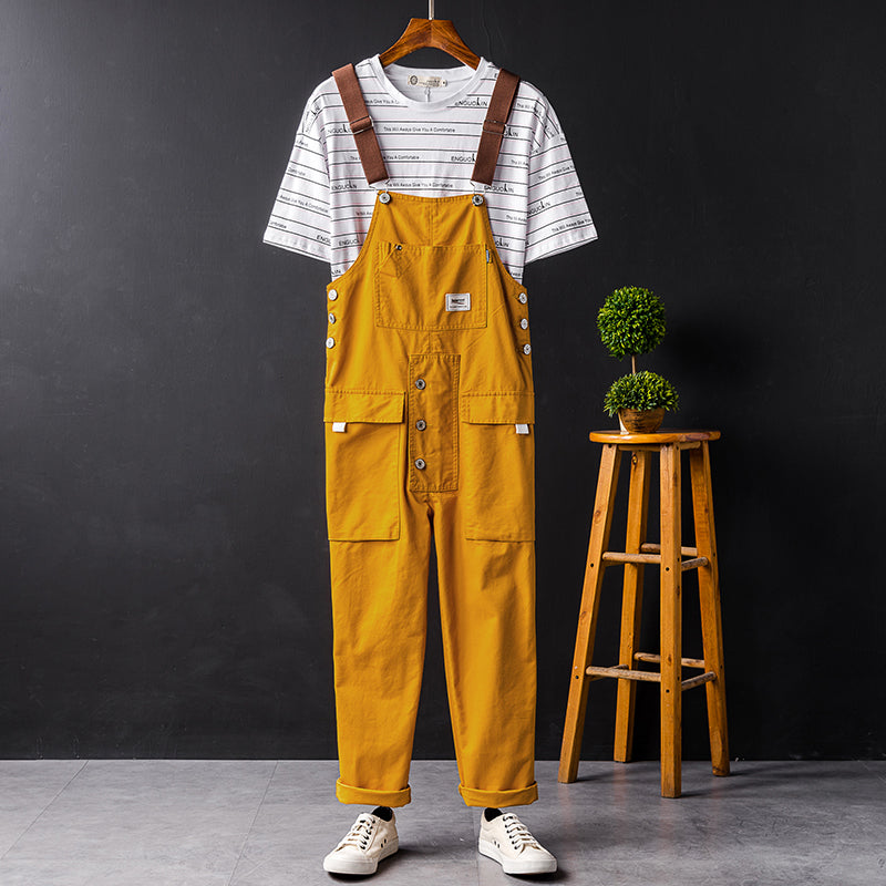 American Casual Multi-Pocket Hiphop Streetwear Jumpsuits Jogger Suspender Cargo Bib Unisex Overalls