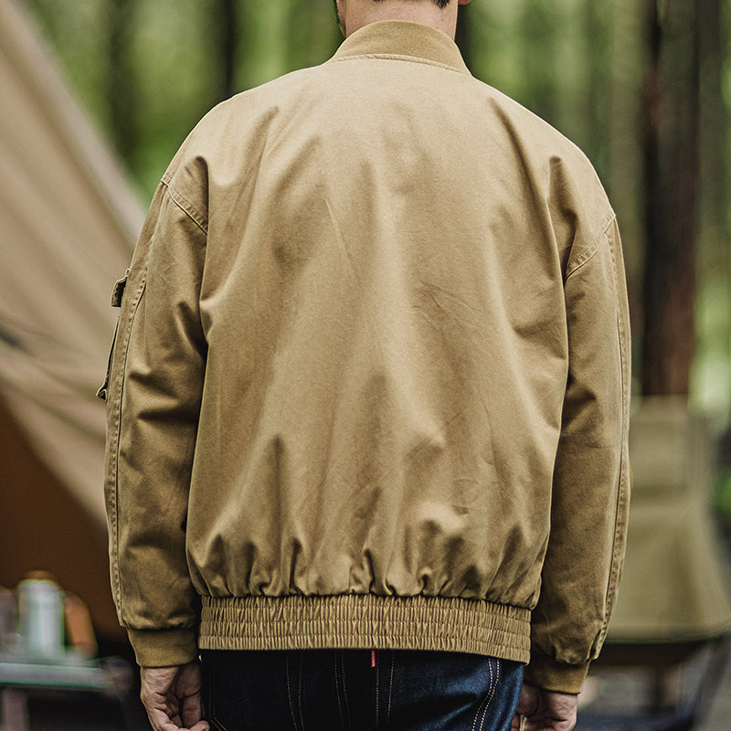 American Retro Bomber Jacket MA-1 Khaki Multi-pocket Camping Outdoor Jacket