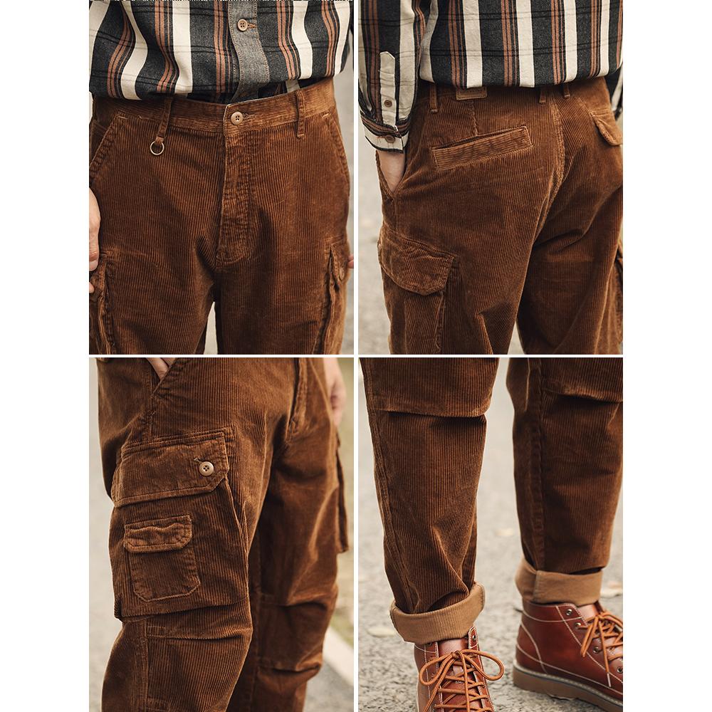 Men's American 80s Retro Loose Straight-leg Corduroy Pants