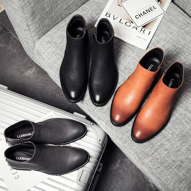 Plus Size Men's British Style Casual zipper Short Boots