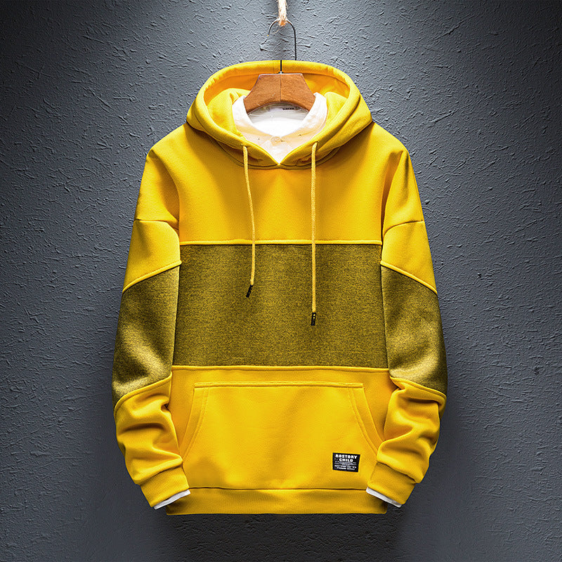 Patchwork Hoodie Pullover Fleece Sweatshirt