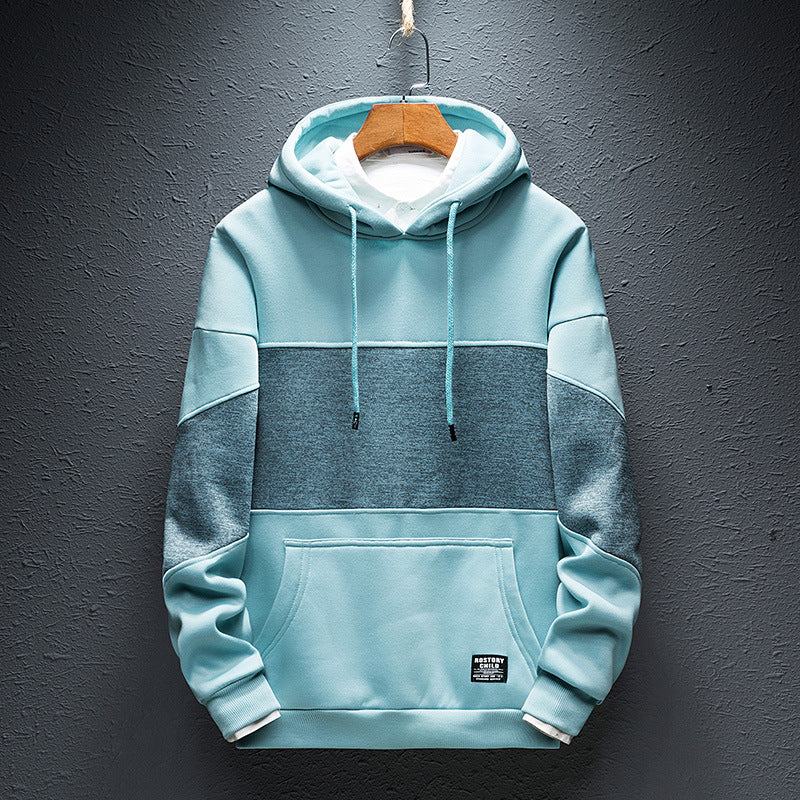 Patchwork Hoodie Pullover Fleece Sweatshirt