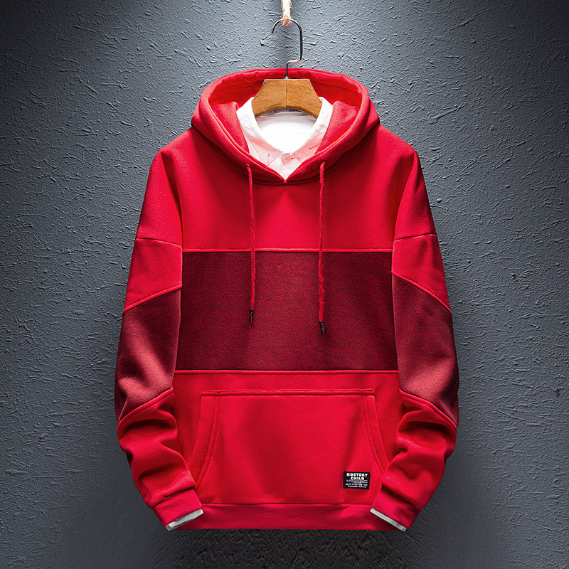 Patchwork Hoodie Pullover Fleece Sweatshirt