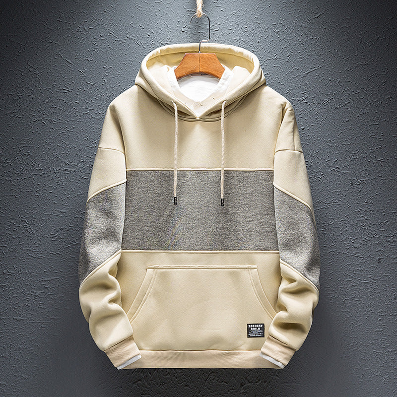 Patchwork Hoodie Pullover Fleece Sweatshirt