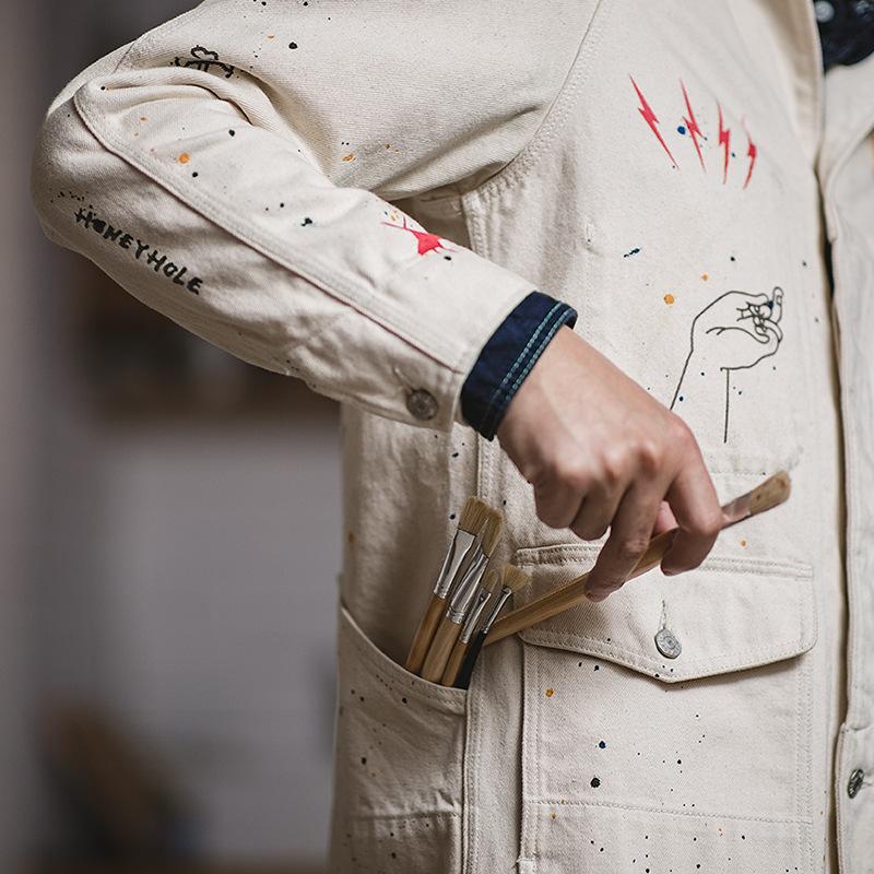 Retro Casual Artist Cargo Graffiti Jacket