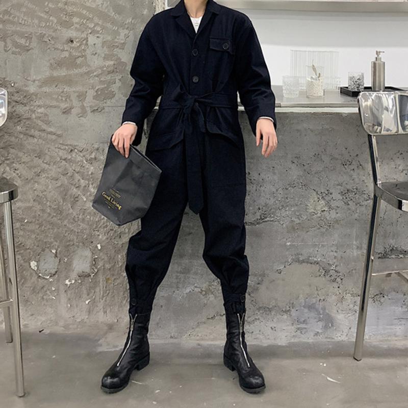 Men's Large Lapel Multi-pocket Cargo Overalls