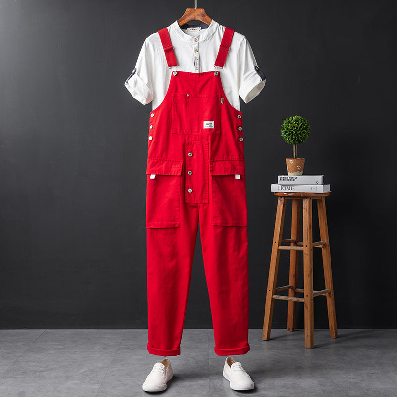 American Casual Multi-Pocket Hiphop Streetwear Jumpsuits Jogger Suspender Cargo Bib Unisex Overalls