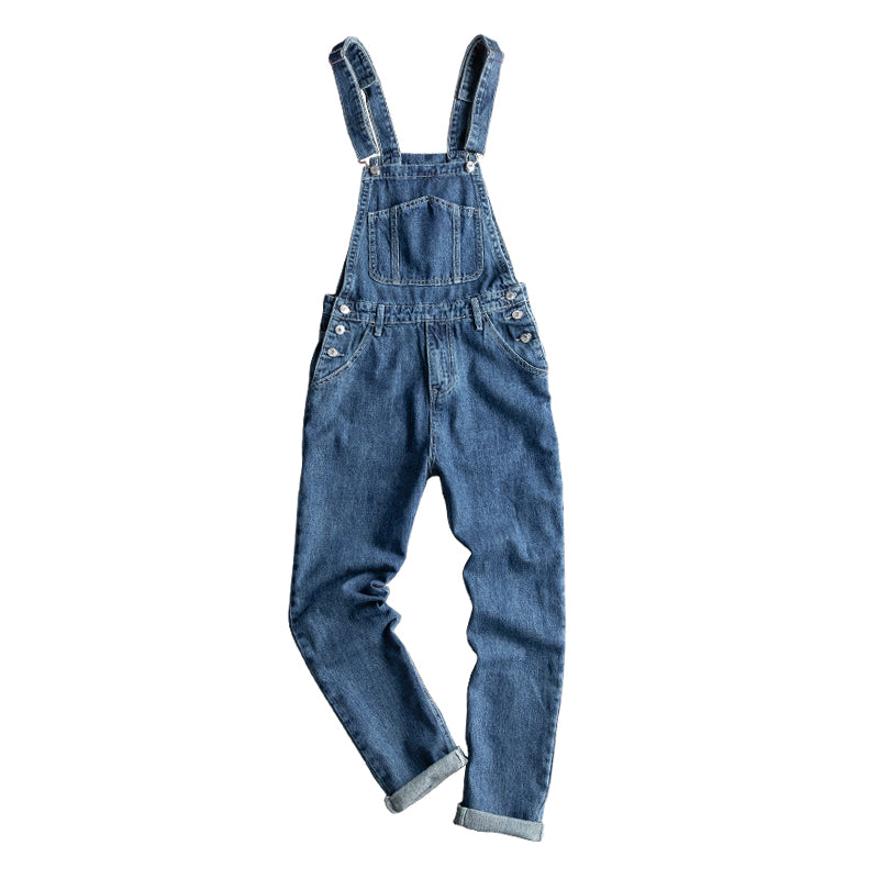 American Retro Straight Denim Jumpsuit Vintage Bib Overalls