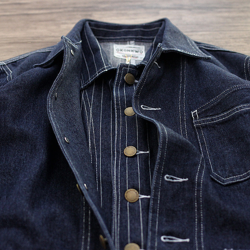 Retro Striped Denim Jacket