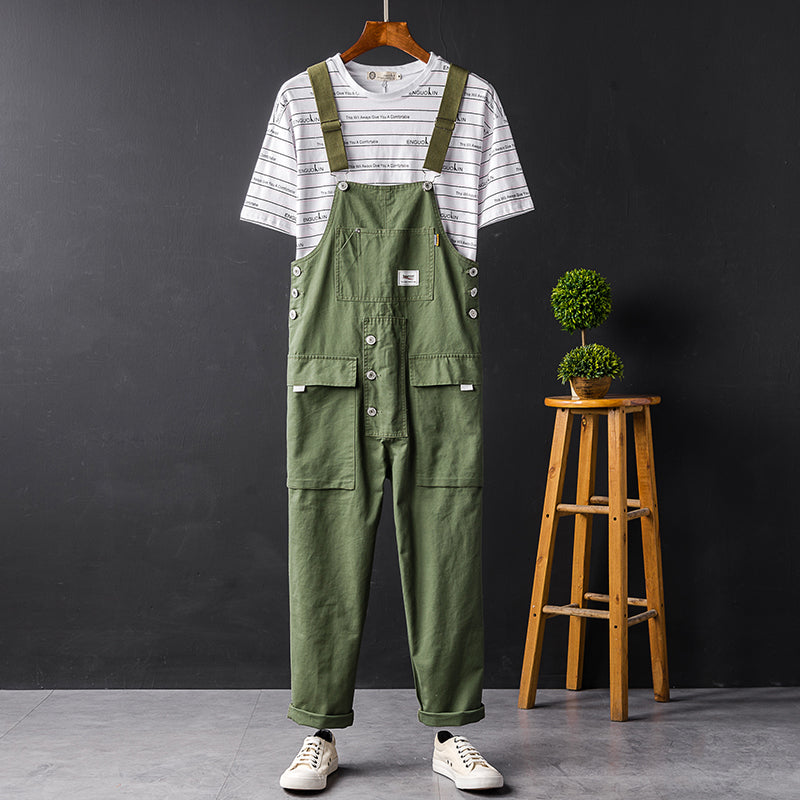 American Casual Multi-Pocket Hiphop Streetwear Jumpsuits Jogger Suspender Cargo Bib Unisex Overalls