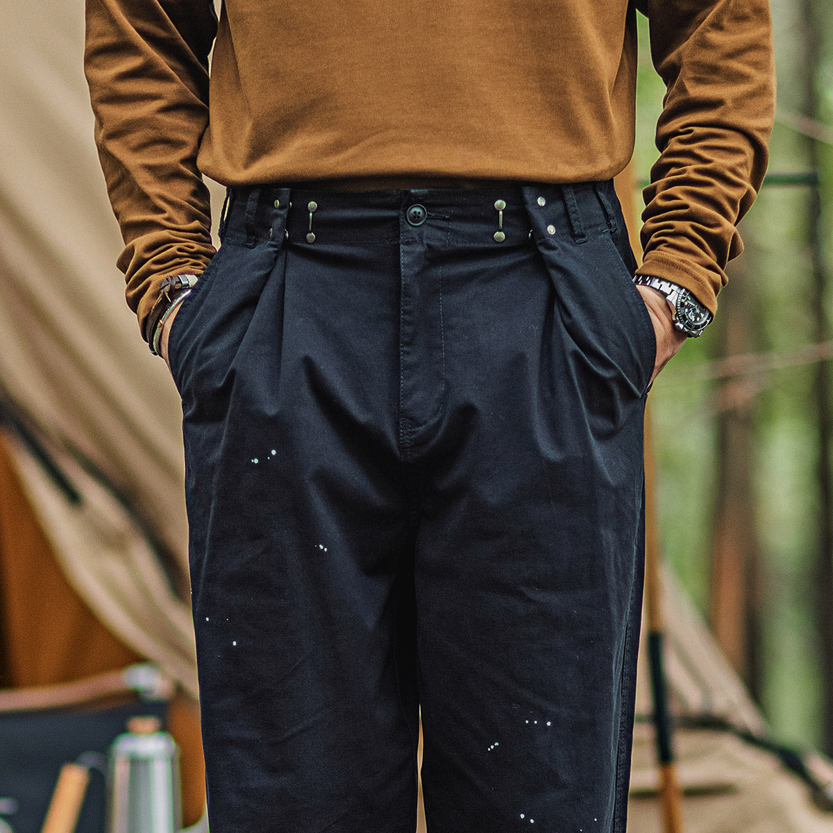 Men's VIntage Military Loose Straight Leg Trousers