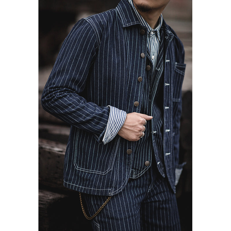 Retro Striped Denim Jacket