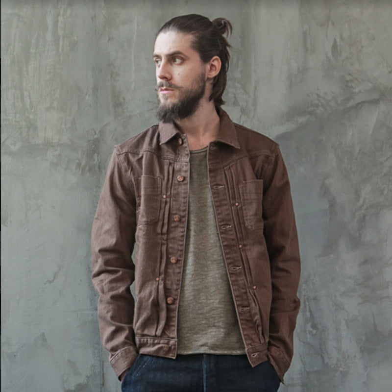 Men's American Retro Canvas Slim Denim Duster Jacket