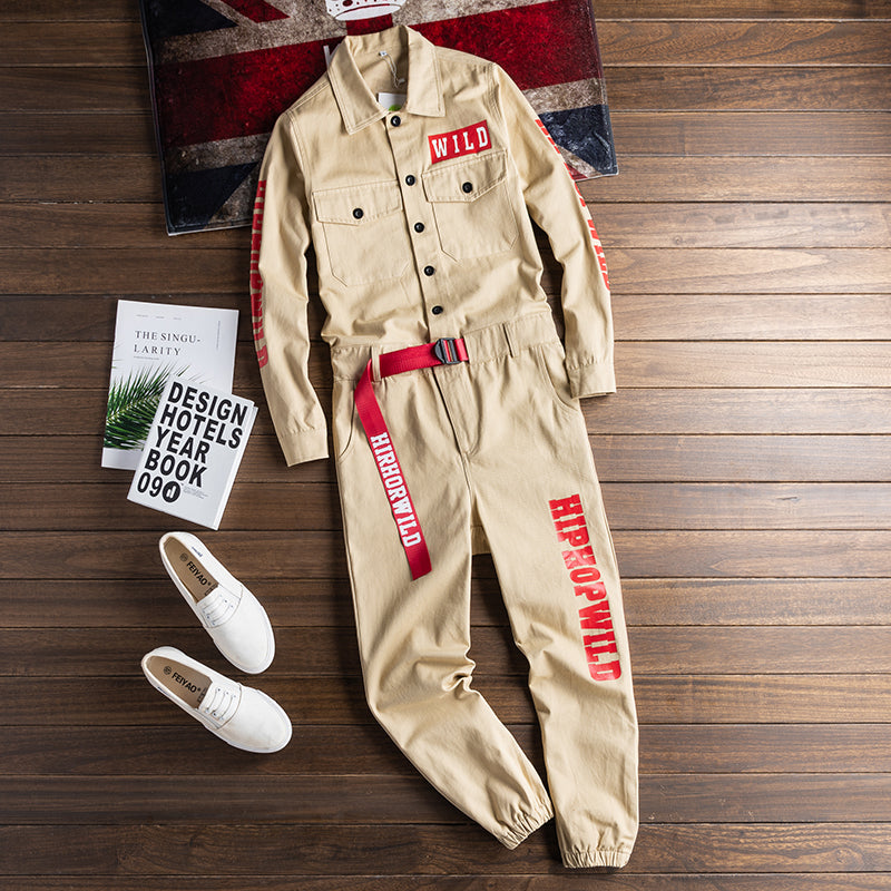 Hip Hop Multi Pocket Workwear Loose Coverall Beam Feet Jogging Cargo Pants Streetwear Overalls Playsuit