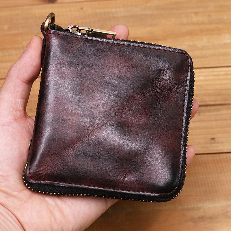 Retro Handmade Genuine Leather Zipper Wallet